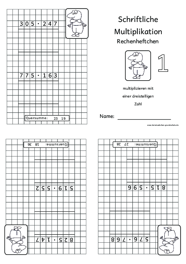 Rechenheftchen schriftliche Multiplikation (4)